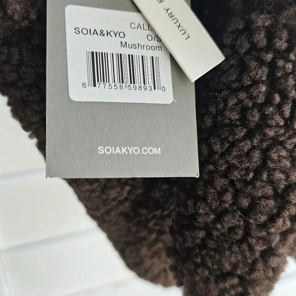 SOIA&KYO Callie Shearling Faux Mittens Mushroom Brown Coffee Luxury One size - Picture 5 of 9